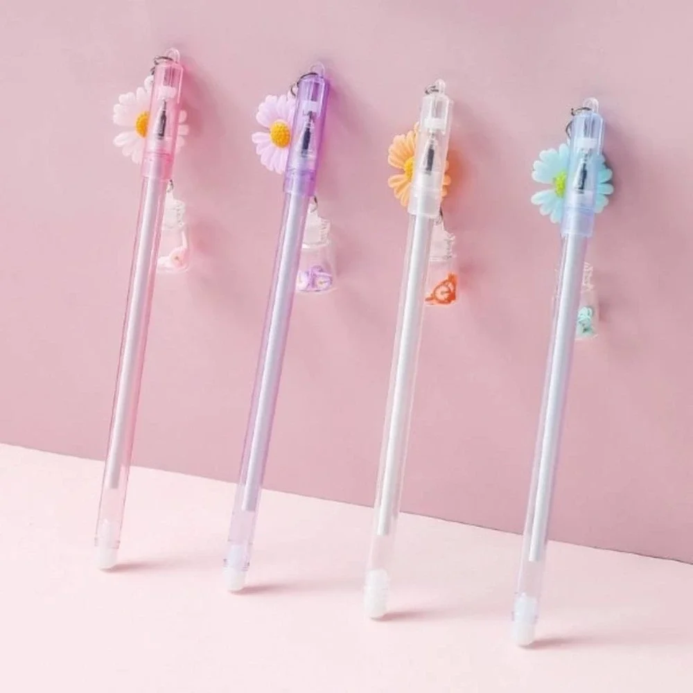 Set/4 Kawaii Pretty Flower Gel Ink Pen 0.55mm NWOT